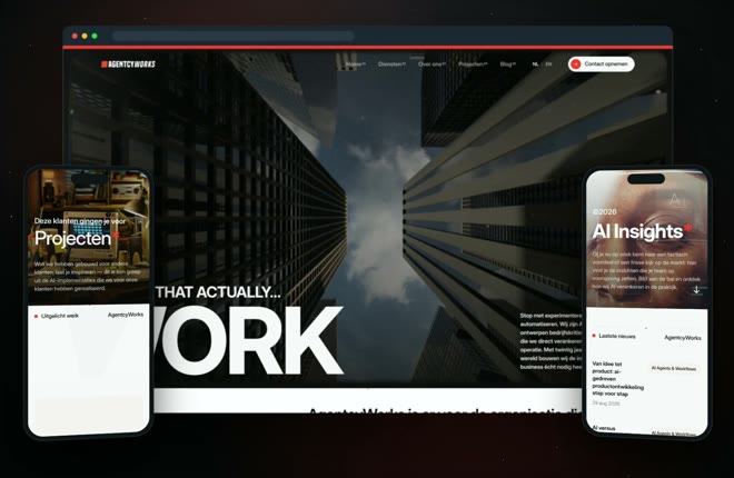 Website van AgentcyWorks op desktop en mobiel